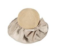 WEIGEER Straw Hat Women Beach Sun Hat Chapeau de Paille pour Femme Chapeau de Soleil de Plage Pliable à Large Bord Chapeau d'été pour de Paille pour Soleil (Paglia, Biancoc)