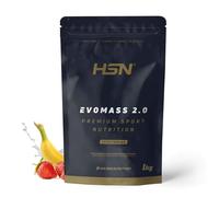 Weight Gainer per la Massa Muscolare di HSN Evomass 2.0 - Carboidrati (Maltodestrina + Farina d'avena)+ Proteine del siero di latte, Fragola e Banana, 1Kg