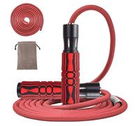 Weighted Jump Rope for women men adults fitness,skipping rope with Adjustable Cotton and PVC rope, Aluminum+Foam Handle Great for Crossfit Training, Boxing, and MMA Workouts (red)