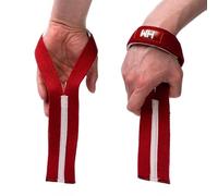 Weightlifting House Wrist Straps for Olympic Weight Lifting, Snatch, Pulls and Deadlifts. Neoprene Padding for Extra Comfort (Red)