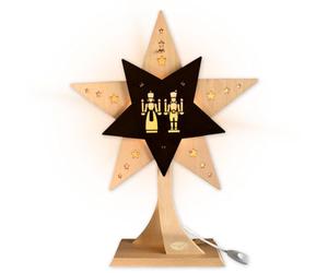 WEIGLA - Luce decorativa a LED a forma di stella, angelo e minatore, con pratico supporto, originale Monti Metalliferi I 1 lampada a LED I 0,8 W, E14, decorazione per finestra di Natale, illuminazione