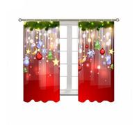 Weihnachten Polyester Gardinen - Zweiteiliges Curtain Set Für Türen Fenster Mit Kreativen Holiday Prints, Strapazierfähige Stoffdeko Für Saisonale Gestaltung Und Stimmungsvolle Raumwirkung | Praktisch