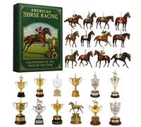 Weihnachts Advents Pferderennen - 24 Tage 2D Acryl -Dekoration, Countdown Kalender Rennpferd Trophäen Dekorationen, Christmas Horse Racing Advent | Für Zuhause Weihnachtsbaum Auto Rückspiegel