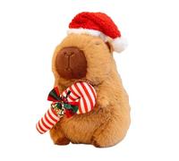 Weihnachts-Capybara-Plüsch | Plüschtiere, 9,8 Zoll Großer Schlafbegleiter Für Die Heimdekoration , Capybara-Stofftier,Capybara-Wurfkissen Mit Weihnachtsmütze Und ZuckerstangeWeihnachts-Capybara-Plüts