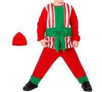 Weihnachts-Cosplay-Kostüm Set Set Set Complette per feste per bambini, Festliches Feiertagskostüm, Weihnachtsmann-Charakter Kleidung, Set Costüm Set Costüm Mit Camicia, Hose Und Passendem capanna |