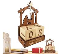 Weihnachts Countdown - 25 Tage Weihnachtskrippe Holz Kalender | 4.41x2.36x7.09 Zoll Deko Figuren Set Für Tisch Wohnzimmer Schlafzimmer Heimdekoration