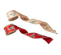 Weihnachts Drahtband - 1,97 Zoll Breitebreit Geschenkband zum Basteln, Kariertes Geschenkband mit Gold, Wickelkranz aus Stoffband | für Partytreppen, Fenster, Gartengirlande