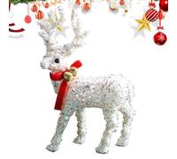 Weihnachts Hirsch - Glitzernde Rentier Skulptur | Dekoratives Weihnachts Hirsch Ornament mit Schal für Innenbereich, Zuhause, Winter, Feiertage, , Garten, Fenster, Halloween, Festliche Dekorati