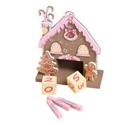 Weihnachts Holzkalender - Design Tischfiguren festliche Dekoration | Mehrstück Größe mit handwerklicher Oberfläche originelle Miniatur Haus Adventidee für Tisch Schule Apartment Wohnhe