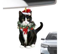 Weihnachts-Katzen-Dekoration - 2D-Acryl-Tieranhänger, bezaubernde festliche Hängedekoration | Perfekt für Kamin, Zuhause, Garten, Bauernhaus, Büro, Familie, Feiertage, Winterfeiern