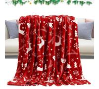 Weihnachts-Überwurfdecke Für Couch, Feiertags-Überwurfdecke,Elch-Schneeflocken-Rote Flanell-Weihnachtsdecken Und Überwürfe - Weihnachtszimmerdekoration, Flanell Ästhetische Decken, Gemütliche, Warme W