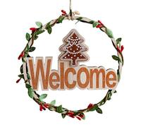 Weihnachtskranz - 5.91 Inches Holz Türdekoration | 15x15x1.5 cm Festlicher Deko - Frohe Weihnachten oder Willkommen Stil für Außenbereich sorgt für festliche Atmosphäre Zuhause