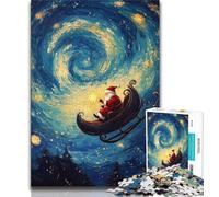 Weihnachtsmann unter dem Nachthimmel,Puzzle für Erwachsene und Jugendliche,1000 Teile,hilft dem Gehirn,süchtig machendes Spielzeug zu trainieren,um Geduld zu fördern,Eltern-Kind-Interaktion,38x26cm