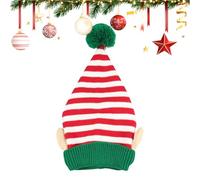 Weihnachtsmannmütze | Festliche gestreifte Kopfbedeckung mit Ohren | Weihnachtszwerg-Kostümmütze für Erwachsene | Lustiges Weihnachtsaccessoire für Partys, Feiern, Familientreffen | Outdoor-Dekoration