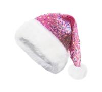 Weihnachtsmütze Mit Pailletten | Glänzende Weihnachtsmann-Kostümmütze Mit Pailletten Und Pompon, Weihnachts-Kopfbedeckung, Frohes Neues Jahr, Weihnachtsmannmütze M, Rosa, Weihnachtsmütze Mit