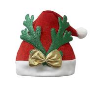 Weihnachtsmütze,Nikolausmütze mit Plüsch Rand - Rote Santa Mütze,Christmas Hat,Weihnachtsmützen für Herren & Damen,Dicker Fellrand,Warme Weihnachtsmannmütze für Weihnachtsfeier,Grüne Hirschgeweihe