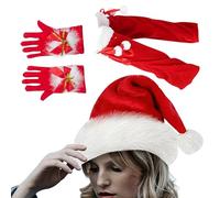 Weihnachtsmützen Für Erwachsene, Weihnachtsmannkostüm | Rote Outfits Weihnachtsmütze - Kostümset, 3x Rotes Weihnachtsmann-Cosplay-Kostüm Für Geburtstag, Weihnachten