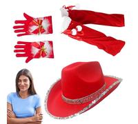 Weihnachtsmützen Für Erwachsene, Weihnachtsmannkostüm | Rote Outfits Weihnachtsmütze - Kostümset, 3x Rotes Weihnachtsmann-Cosplay-Kostüm Für Geburtstag, Weihnachten