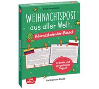 Weihnachtspost aus aller Welt. Adventskalender-Rätsel für Kinder von 8 bis 12: Vierundzwanzig Briefe und ausgestanzte Flaggen. Weihnachtsbräuche weltweit: Lesetraining und Ratespaß