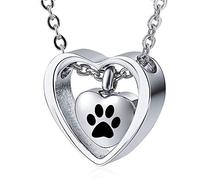 weikui Collana con ciondolo a forma di doppio cuore per ceneri in acciaio inossidabile, gioiello commemorativo per la persona amata, 20 X 25 mm, Metallo