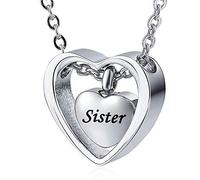 weikui Collana con ciondolo a forma di doppio cuore per ceneri in acciaio inossidabile, gioiello commemorativo per la persona amata, 20 X 25 mm, Metallo