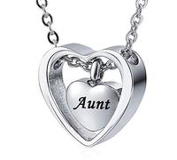 weikui Collana con ciondolo a forma di doppio cuore per ceneri in acciaio inossidabile, gioiello commemorativo per la persona amata, 20 X 25 mm, Metallo