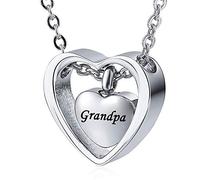 weikui Collana con ciondolo a forma di doppio cuore per ceneri in acciaio inossidabile, gioiello commemorativo per la persona amata, 20 X 25 mm, Metallo