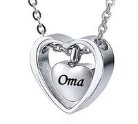 weikui Collana con ciondolo a forma di doppio cuore per ceneri in acciaio inossidabile, gioiello commemorativo per la persona amata, 20 X 25 mm, Metallo