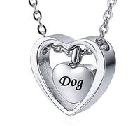 weikui Collana con ciondolo a forma di doppio cuore per ceneri in acciaio inossidabile, gioiello commemorativo per la persona amata, 20 X 25 mm, Metallo