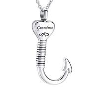 weikui Collana con ciondolo commemorativo per papà e mamma con gancio per cenere, in acciaio inox, gioiello per cremazione, 20 x 40 mm, Metallo