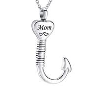 weikui Collana con ciondolo commemorativo per papà e mamma con gancio per cenere, in acciaio inox, gioiello per cremazione, 20 x 40 mm, Metallo