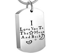 weikui Collana con urna per ceneri I Love You to The Moon and Back, urna per cremazione, gioiello commemorativo, Metallo