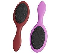 WeiLa Spazzola per capelli antistatica ovale, con setole in acciaio inox, districante per parrucche e capelli, manico in ABS (rosso diaspro + rosa, coppia)