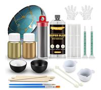 WEILAOK Kintsugi, Kintsugi Kit, Ripara La Colla Dorata per Kintsugi, Kit Ceramica Arte Fai da Te per Principianti, Riparare e Abbellire Porcellana, Ceramica, Vetro