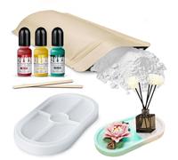 WEILAOK Kit Ceramica Fai da Te, 500g Gesso in Polvere+1pc Stampi per Gesso+3pc Coloranti per Candele+2pc Bastoncini Legno, Liscio e Delicato, Adatto per Lavori Artigianali e Modellismo