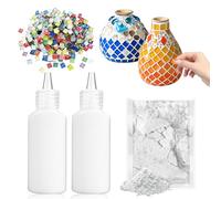 WEILAOK Kit Mosaico di Vetro Contiene Collante e Pasta Sigillante, Tessere Mosaico, Colla Vetro, Opere d'Arte Fatte a Mano per Arti e Mestieri da Bambini e Adulti