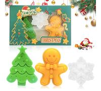WEILAOK Saponette Natalizie, Sapone Naturale, sapone solido-Set Regalo Natale 3 articles (Albero di Natale + Omino di pan di Zenzero + Fiocchi di Neve), Regalo Natalizio per Famiglia, Gli Amici o Stes