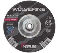 Weiler 56468 Wolverine - Mola abrasiva tipo 27, A24R, 5/8" 11 dado UNC, 7 x 1/4", ossido di alluminio, diametro 7 cm (confezione da 10)
