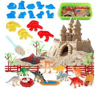 Weilim Sabbia Cinetica Bambini, Magic Sand Sabbiera per Bambini - 1000g Sabbia Magica, 8 Dinosauri, 14 Formine Sabbia, Giocattolo Sensoriale di Sabbia per Bambino e Bambina 3 4 5 6 Anni