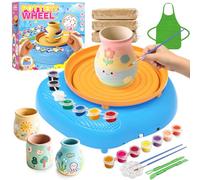 Weilim Tornio Ceramica Bambini 6-12 Anni, Kit Fai-da-Te, Regalo | Kit completo: 3 argille autoindurenti, 14 colori, strumenti, grembiule, tornio ricaricabile USB. Regalo bimbi 6-12 anni.