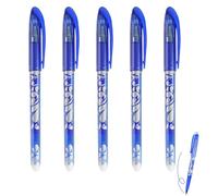 Weilin Penne cancellabili blu, confezione da 5 penne blu ad attrito fine con gomma, scrittura fluida per appunti, pianificatori e scuola, casa, adulti