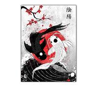 weiling Bianco e nero rosso poster wall art stampa su tela pittura giapponese astratta ad alta definizione con cornice soggiorno decorazione pittura 30x40cmx1 cornice interna