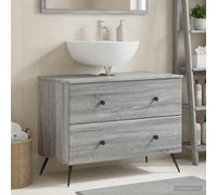 Weilusique Breda - Mobile lavabo in legno grigio sonoma, 82 x 41 x 59 cm, con molto spazio e cassetti, salvaspazio per bagno, design moderno con pomello nero