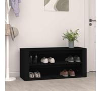 Weilusique Scarpiera nera in legno 100 x 35 x 45 cm, 2 scomparti, sistema di stoccaggio sottile per corridoio, corridoio, camera da letto, stabile scarpiera con funzione panca e spazio ordinato