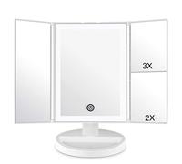 WEILY Specchietto per Il Trucco con Touch Screen Tri-Fold, ingrandimento 1x / 2X