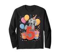 Weim 5 ° compleanno ragazzo ragazza 5 anni quinto cinque Weimaraner Maglia a Manica