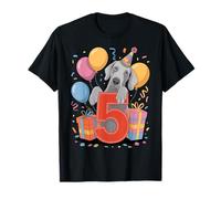 Weim 5 ° compleanno ragazzo ragazza 5 anni quinto cinque Weimaraner Maglietta