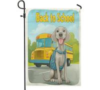 Weimaraner Bandiere da giardino per cani, scuolabus, 30,5 x 45,7 cm, per esterni, divertente per il rientro a scuola, bandierine verticali standard in lino, decorazione per esterni