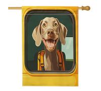 Weimaraner Bandiere verticali per la casa del cortile del cortile del cane scuolabus 28 x 40 cm su entrambi i lati per esterni, divertente bandiera stampata per il ritorno a scuola, decorazione per la