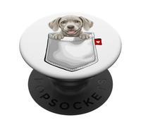 Weimaraner Cane in tasca che sbircia cucciolo di cane carino PopSockets PopGrip Adesivo